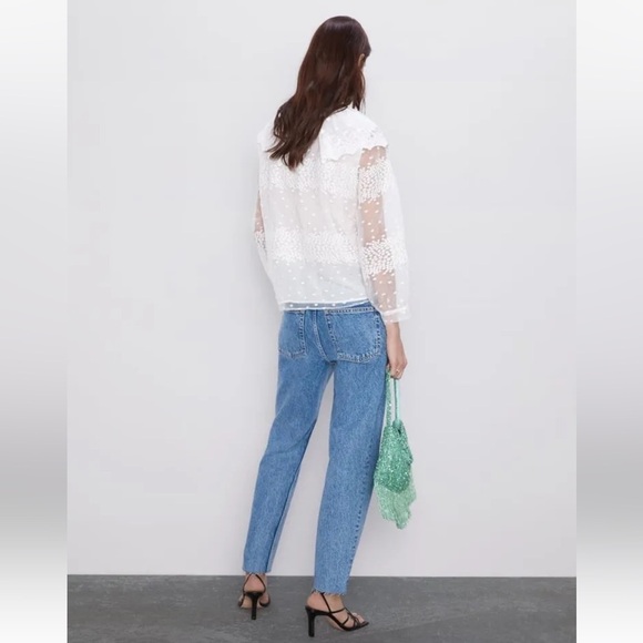 🦋 Bloggers Favorite 🦋 NWT Zara Women Ruffled Blouse Ecru - Picture 13 of 16